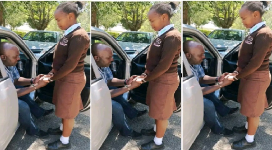 Father prays for her daughter at school